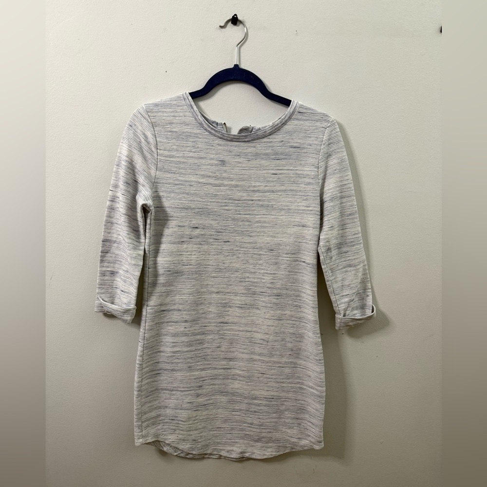 Gap Women Dress Blue White Smile Hemline Zips in Back Folded Cuffs Sz SM